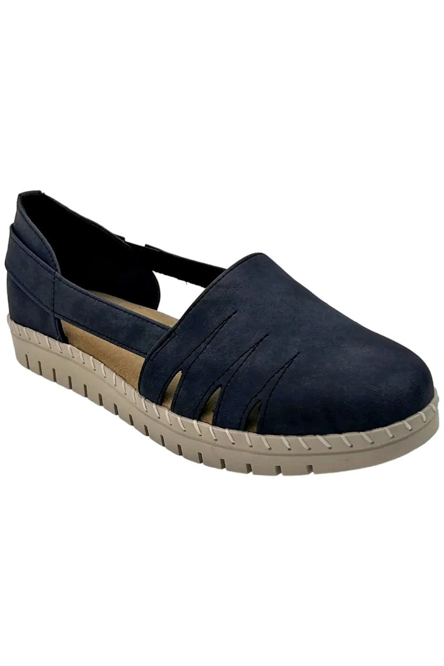Easy Street Women's Bugsy Comfort Slip-on Flats Navy - Extra Wide